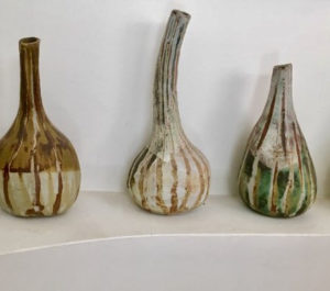 Three hand crafted ceramic gourds