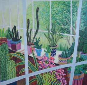 Interior Garden with Cacti by Jackie Fewtrell Gobert